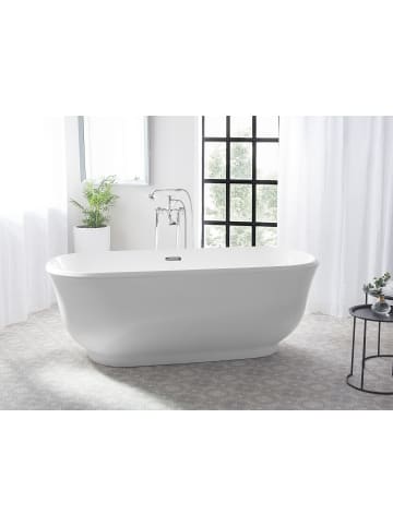 Beliani Freistehende Badewannen TESORO in Weiß/Silber - (W) 77 x (H) 61 x (L) 170 cm