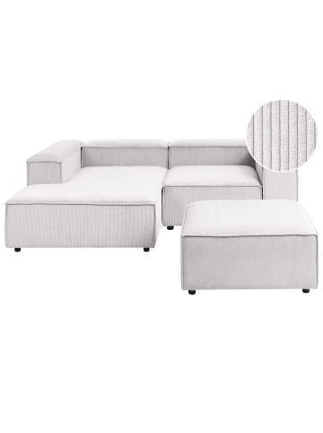 Beliani 3-tlg Modulsofa ARDAL in Weiß/Schwarz rechtsseitig