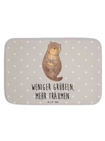 Mr. & Mrs. Panda Badteppich Otter Muschel mit Spruch in Grau Pastell