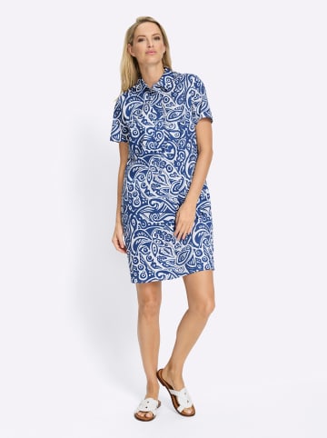 Heine Druck-Kleid in royalblau-ecru-bedruckt