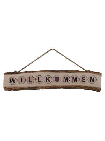 näve LED Wandleuchte "WILLKOMMEN" in natur - (L)60 cm x (B)3.6 cm x (H)12 cm