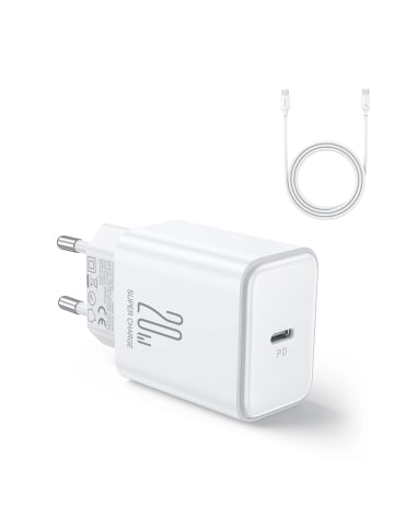 COFI 1453 Wandladegerät mit USB-C-Kabel – Weiß in Weiß