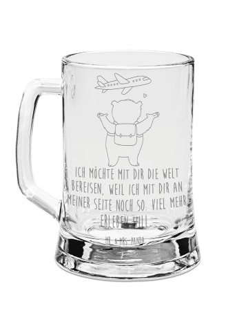 Mr. & Mrs. Panda Bierglas Bär Flugzeug mit Spruch in Transparent