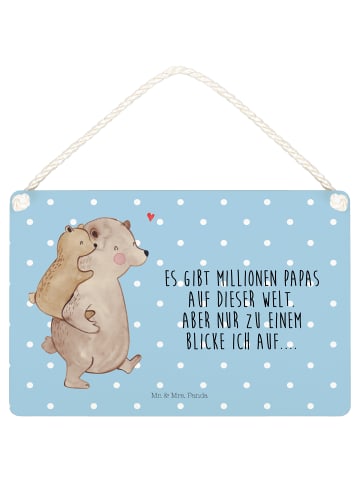Mr. & Mrs. Panda Holzschild Papa Bär mit Spruch in Blau Pastell