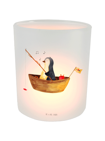 Mr. & Mrs. Panda Tischlicht Pinguin Angelboot ohne Spruch in Transparent