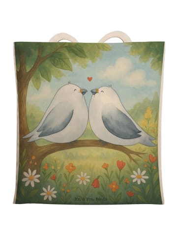 Mr. & Mrs. Panda Tote Bag Turteltauben Liebe Design ohne Spruch in Weiß
