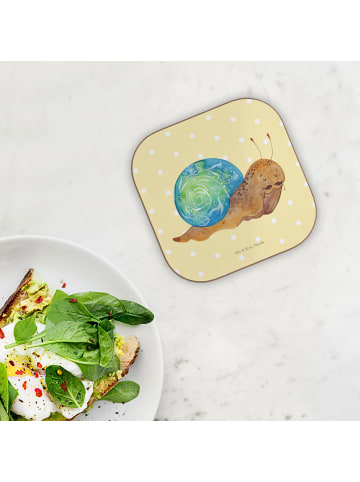 Mr. & Mrs. Panda Getränkeuntersetzer Schnecke Sir ohne Spruch in Gelb Pastell