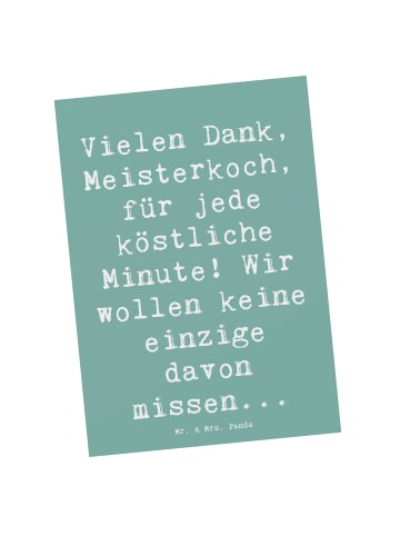 Mr. & Mrs. Panda Postkarte Spruch Danke Koch mit Spruch in Meeresbrise