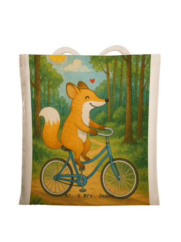 Mr. & Mrs. Panda Shopper Bag Fuchs Fahrrad fahren Design ohne Sp... in Weiß