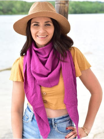 styleBREAKER Einfarbiger Musselin Dreiecksschal in Violett