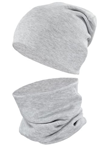 TupTam Unisex Kinder Beanie Mütze Schlauchschal Set in grau
