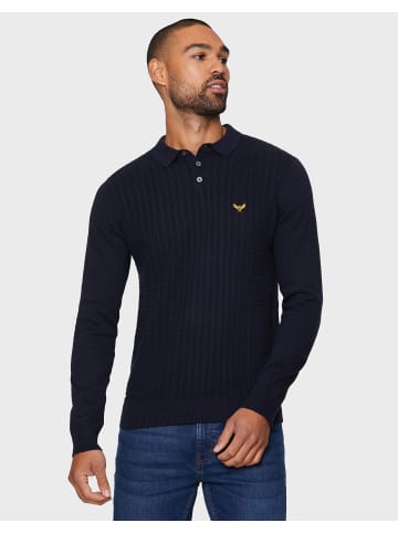 Threadbare Langarm-Polo Polo Caesar in blau-schwarz