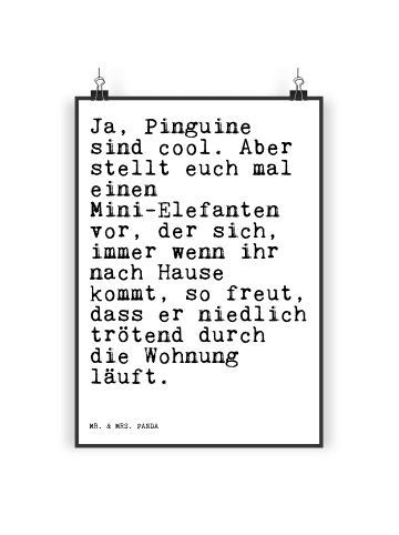 Mr. & Mrs. Panda Deko Bild Ja, Pinguine sind cool.... mit Spruch in Weiß