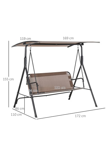 Outsunny Hollywoodschaukel 172L x 110B x 155H cm Braun