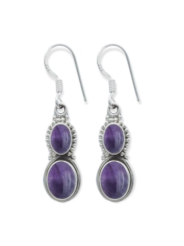 mantraroma 925er Silber - Ohrringe (L) 9 x (B) 37 mm mit Amethyst