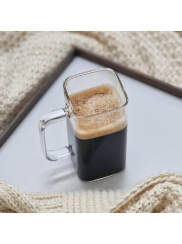 ZOHA Latte-Macchiato-Glas Square 2er Set Henkelglas Cocktail 350 ml in Transparent