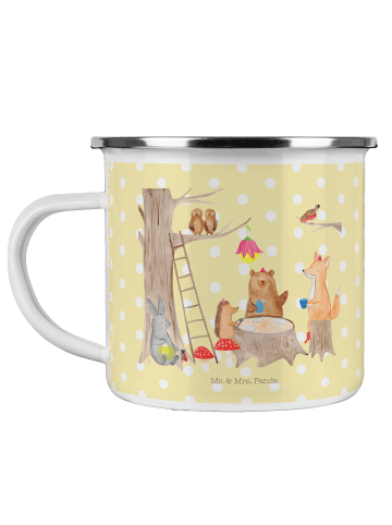Mr. & Mrs. Panda Camping Emaille Tasse Waldtiere Picknick ohne S... in Gelb Pastell