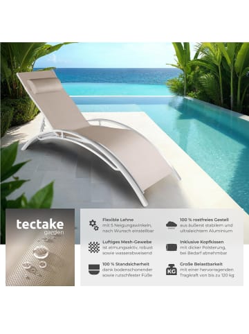 tectake Aluminium Sonnenliege, wetterfest und UV-beständig, 180 x 59 x 50 cm