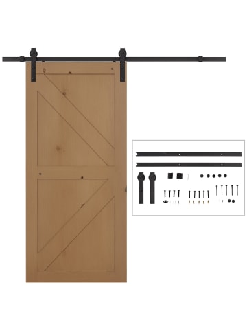 HOMCOM Schiebetür-Beschlagsatz-200L x 4B x 0,6H cm-Schwarz