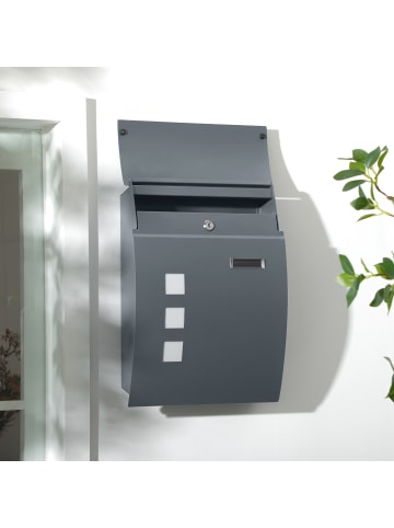 HOMCOM Briefkasten-32L x 10B x 45H cm-Dunkelgrau