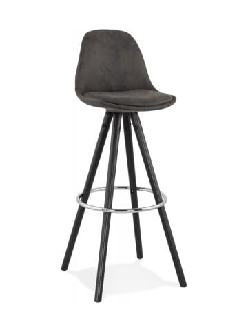 KADIMA DESIGN Barhocker mit Grauer Mikrofaser Polsterung | Industriestil in Anthrazit-Schwarz