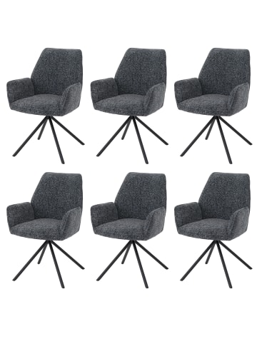 MCW 6er-Set Esszimmerstuhl G67, Gestell schwarz, dunkelgrau