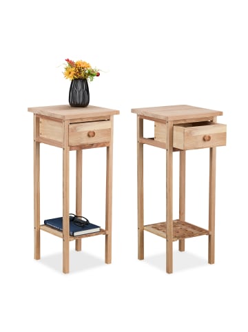 relaxdays 2 x Telefontisch in Natur - (B)25 x (H)60 x (T)25 cm