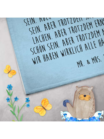 Mr. & Mrs. Panda Gästehandtuch Igel Federschmuck mit Spruch in Blau Pastell