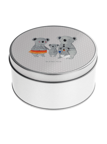 Mr. & Mrs. Panda Blechdose rund Koala Familie ohne Spruch in Grau Pastell