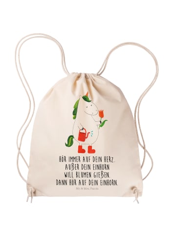 Mr. & Mrs. Panda gym rucksack Einhorn Gärtner mit Spruch in Creme