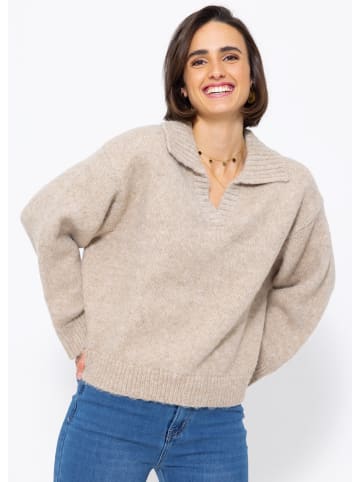 SASSYCLASSY Oversize Strick-Pullover in Beige