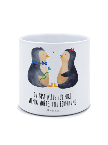 Mr. & Mrs. Panda XL Blumentopf Pinguin Pärchen mit Spruch in Weiß