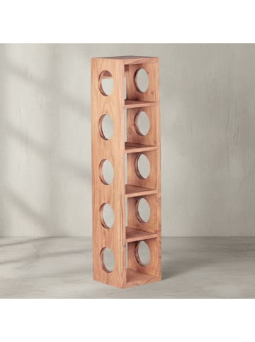 KADIMA DESIGN Weinregal MUMBAI Massiv-Holz Flaschen-Regal Wandmontage für 5 in Akazie