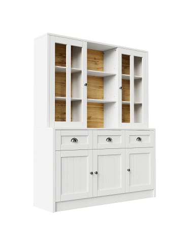 ABRIHOME Küchenschrank Esszimmerschrank mit Schubladen 140×38.5×175cm Weiß