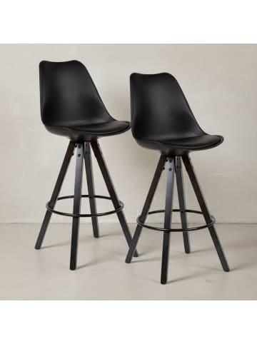 KADIMA DESIGN 2er Set Barhocker Kunstleder / Massivholz