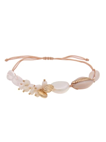 Leslii Modeschmuck-Armband Estefania Muschel in beige-weiß