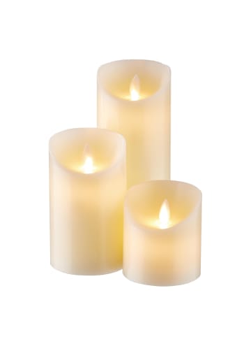 Butlers LED Kerzen-Set GLOWING FLAME 3-tlg. in Beige