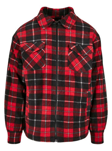 Urban Classics Urban Classics Herren Plaid Teddy Lined Shirt Jacket in red/black