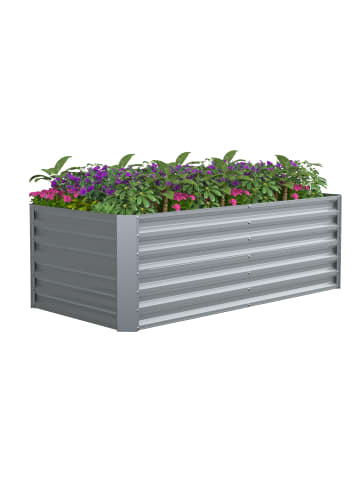 VCM  Metall Pflanzbeet Hochbeet Gartenbeet 180x90 Galdo in Silber