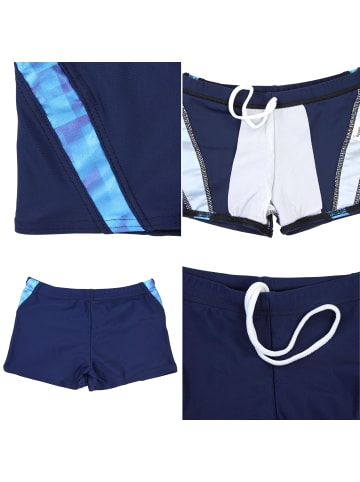 Aquarti Jungen Schwimmhose Kontrastfarbige Einsätze in dunkelblau