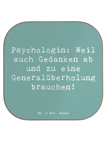 Mr. & Mrs. Panda Bierdeckel Spruch Psychologin Gedanken mit Spruch in Meeresbrise