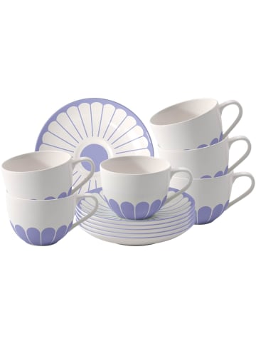 Villeroy & Boch 6er Set Kaffeetassen mit Untertassen Fleur Couleur in 160 ml in Bleu