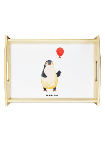 Mr. & Mrs. Panda Serviertablett Pinguin Luftballon ohne Spruch in Weiß