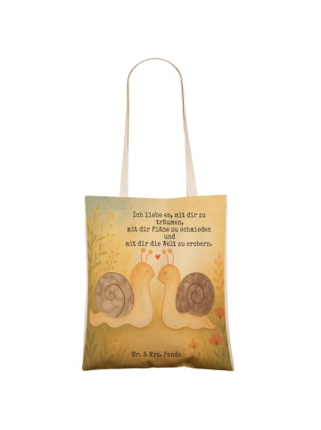 Mr. & Mrs. Panda Tasche Schnecken Liebe Design mit Spruch in Weiß