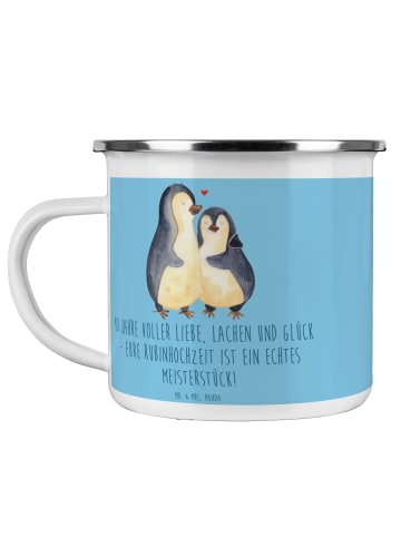 Mr. & Mrs. Panda Kaffeetasse 40. Hochzeitstag Rubinhochzeit mit ... in Sky Blue