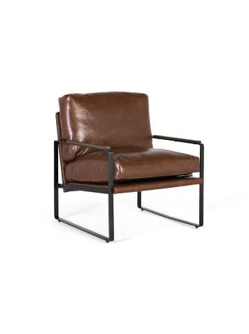 Giner y Colomer Sessel aus schwarzem Eisen und gealtertem braunem Kunstleder in Black