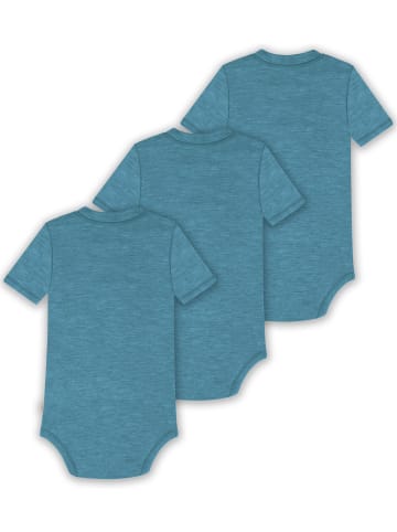 Normani Outdoor Sports 3er Set Baby Merino Kurzarmbody Multipack in Blau