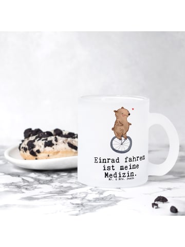 Mr. & Mrs. Panda Kaffeetasse Bär Einrad fahren mit Spruch in Transparent