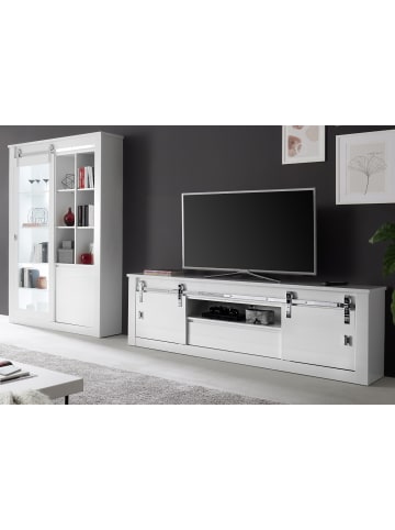 Furn.Design Wohnwand weiß Hochglanz 2-teilig 349 x 201 cm, Wohnkombination mit Soft-Close