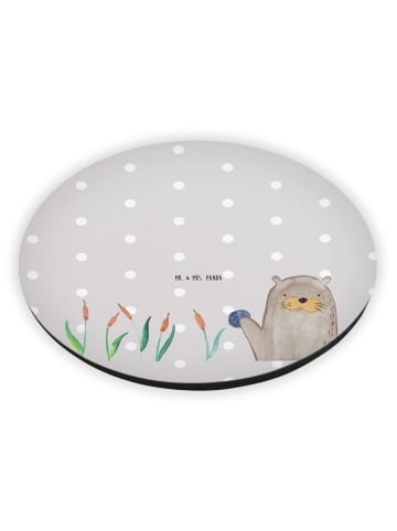 Mr. & Mrs. Panda Rund Magnet Otter Stein ohne Spruch in Grau Pastell